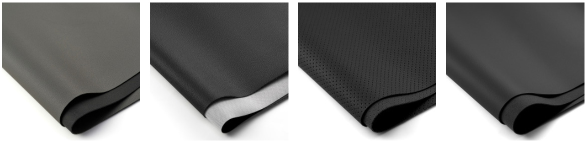 Образцы экокожи категории А, текстура Дакота и Наппа, цвет черный и серый